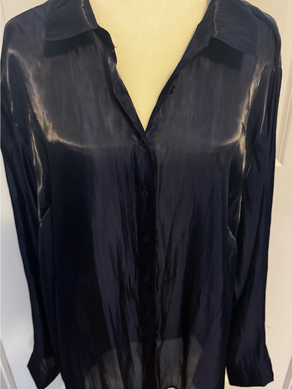 torrid Sheer Navy Button-Down Blouse